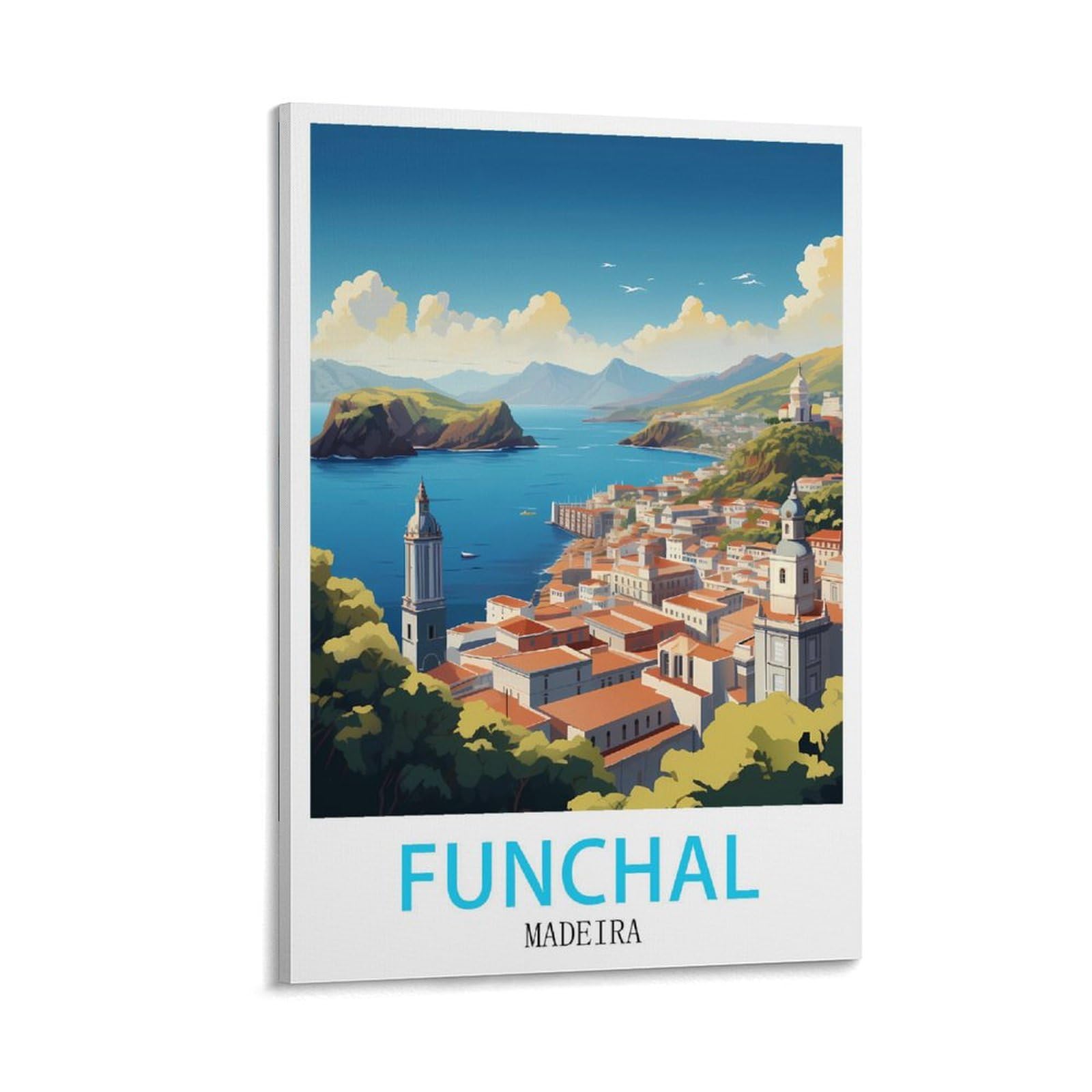 HXHNFERR Funchal Madère Poster vintage de voyage sur toile 40 x 60 cm