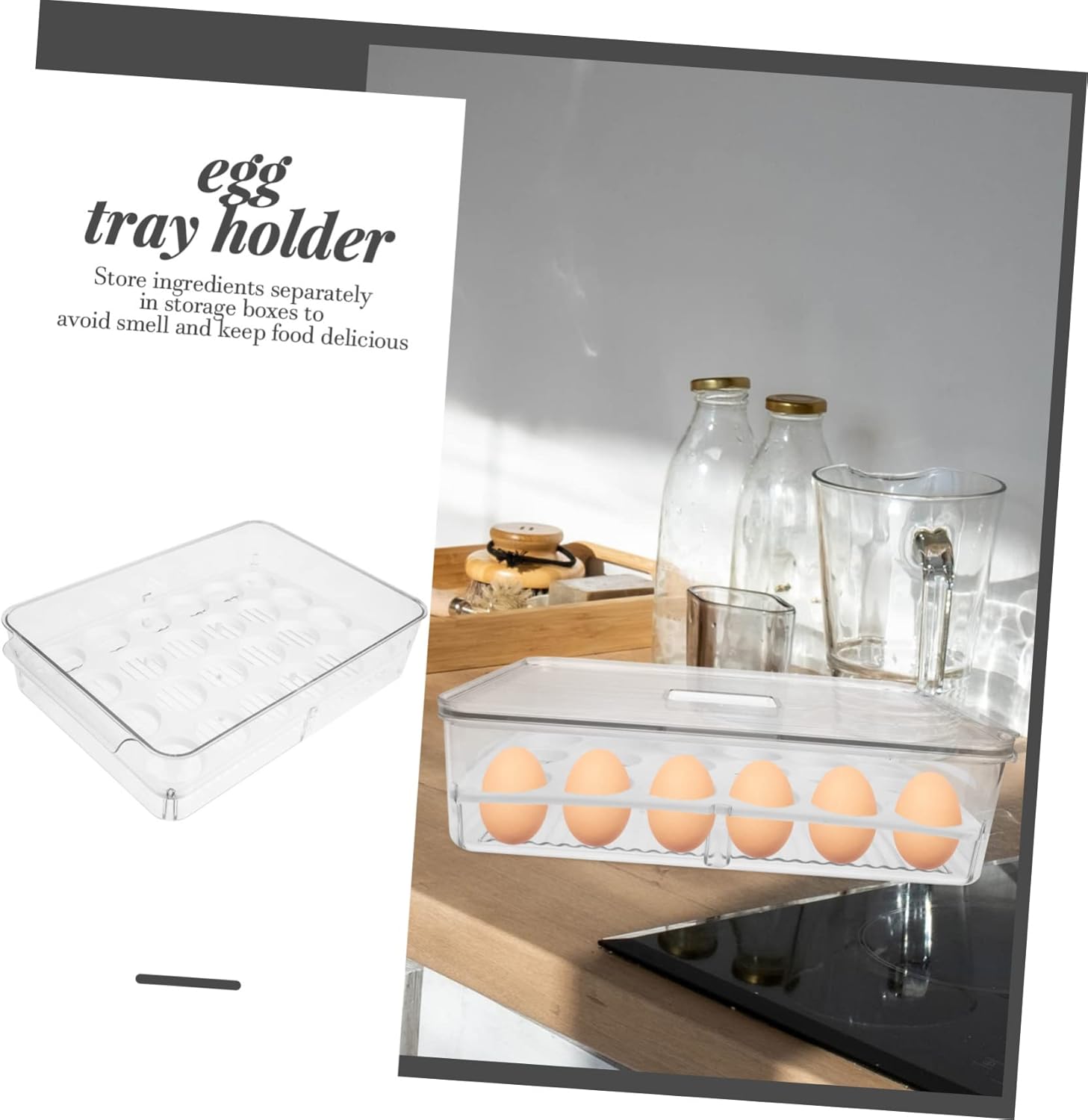 Stackable PET Refrigerator Storage Box Large Capacity Egg Holder and Dumpling Drawer for Fruit and Vegetable Preservation Easy-Organizing Kitchen Containers