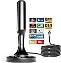 HIDB TV Antenna for Smart TV Indoor, Digital Indoor HD Antennas with Strong Magnetic Base, Easy Installation, Long Range Reception for Local Channels 4K 1080P, 10ft Long Cables (Black)