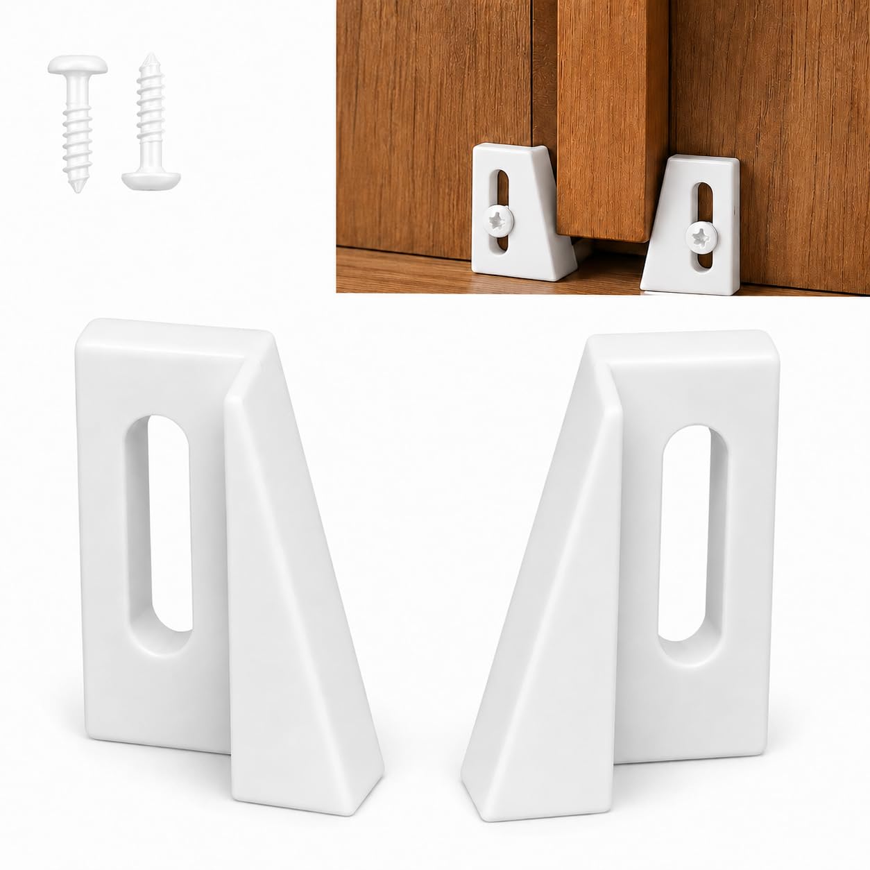3 Pairs - Pocket Door Bottom Guide - Jamb Mounted Univeral Fit (White) | Grovers Home Solutions