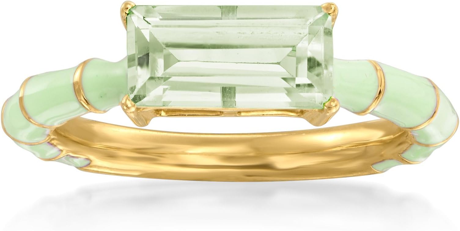 Gemstone and Enamel Ring in 18kt Gold Over Sterling