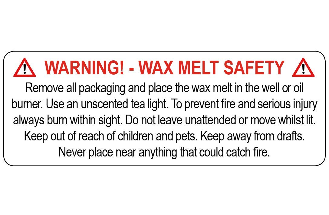 Price Stickers Warning Candle Safety/Warning Wax Melt Safety Stickers/Labels - (Sample Pack Size - 120 Stickers, 15 X 45Mm Rectangle Wax Melt)