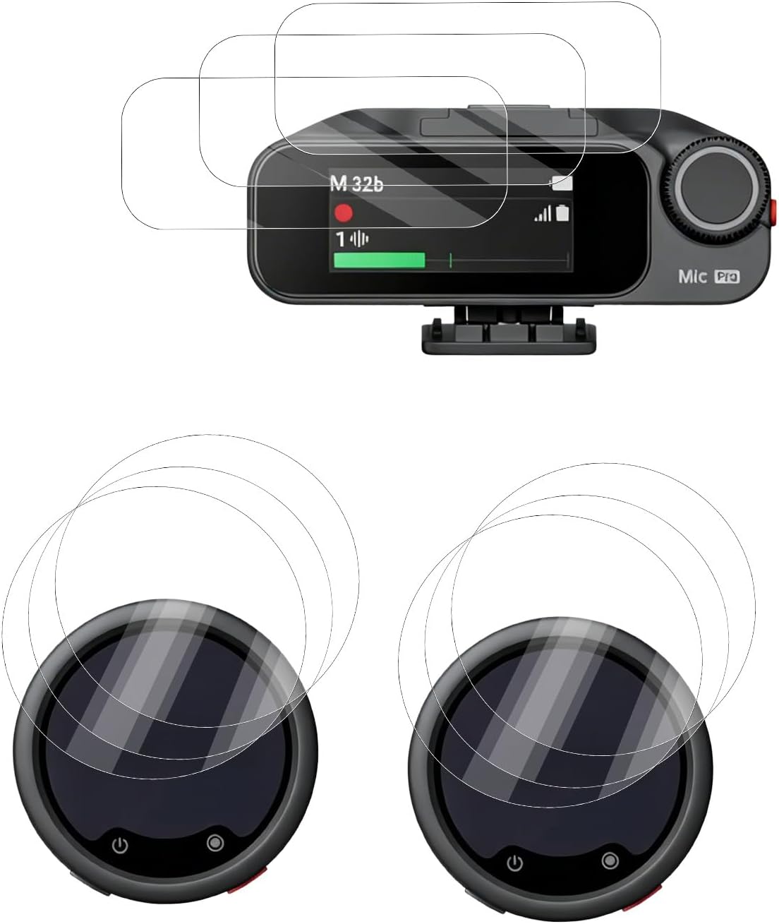 2-in-1 Screen Protector for Insta360 Mic Pro Transmitter & Receiver