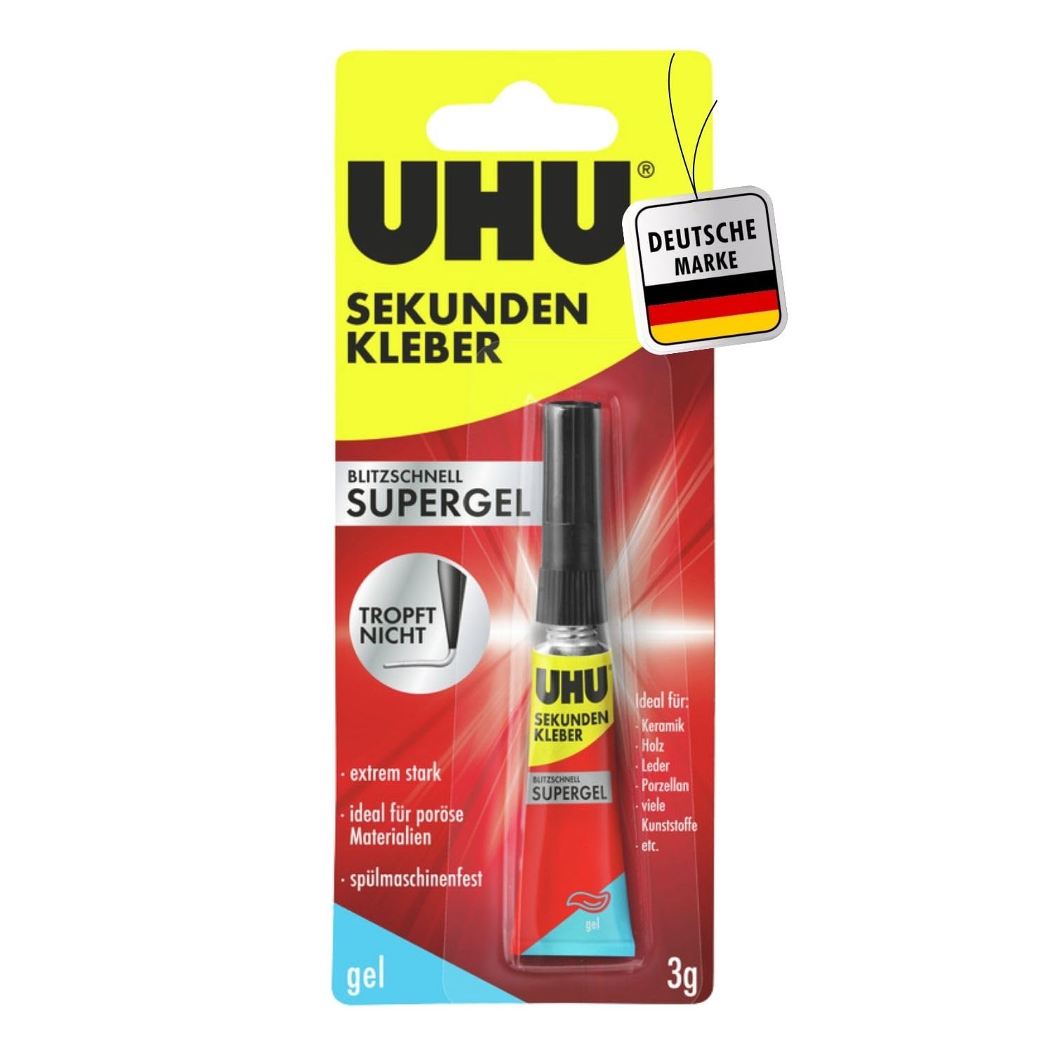 UHU Sekundenkleber EASY – geruchsfreier, flüssiger Sekundenkleber (SUPERGEL), 3 g