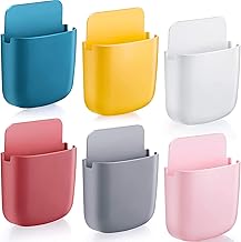 Eugle Mart® Adhesive Remote Control Holder Wall Mount Media Storage Box Sticky Organizer for Phone Remote Control, Office Home School Use 6 PCs(Multi-Color)