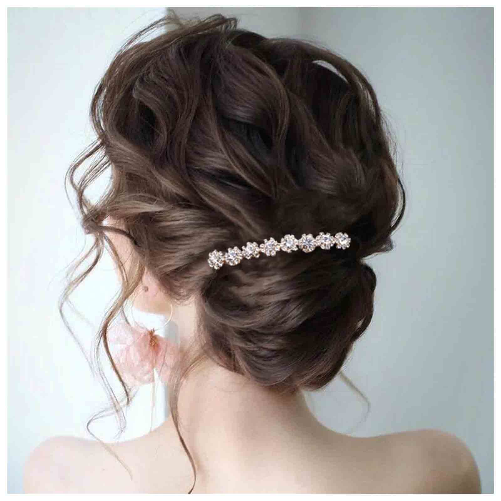 Yheakne - Peineta de cristal para novia con diamantes de imitación dorados, tocados de boda, peine lateral para novia, accesorios para el cabello de boda para novia y damas de honor (dorado)