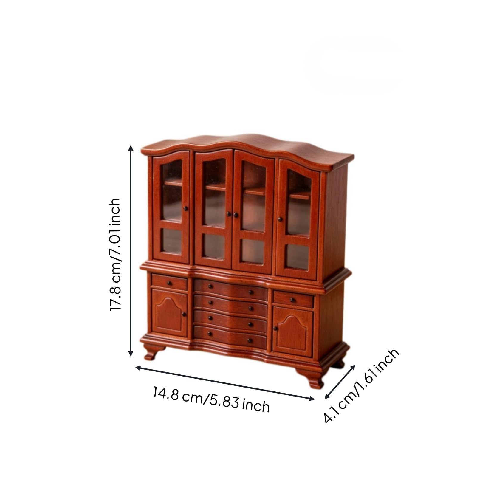 Baoblaze Armario Vitrina con Cajones Estilo Vintage Mobiliario para Muñecas Marrón Armario en Miniatura con Cajones para Maquetistas, Maquetas