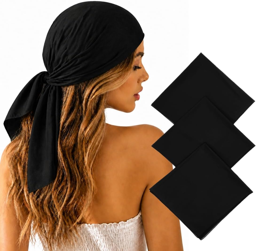Junvena 27 Inch Extra Large Bandana 100% Cotton,Soft Thin Breathable Headband for Men Women, Solid & Paisley