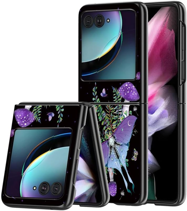 Funda para Motorola Moto Razr Plus 2023 de 6.9 pulgadas, diseño de hongo Luna Moth Witchy, funda de teléfono para Moto Razr+ 2023, funda protectora