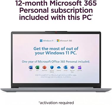 Lenovo IdeaPad Slim 3i 15.6 FHD Laptop with Microsoft Office 365 Intel N100 128GB SSD Windows 11