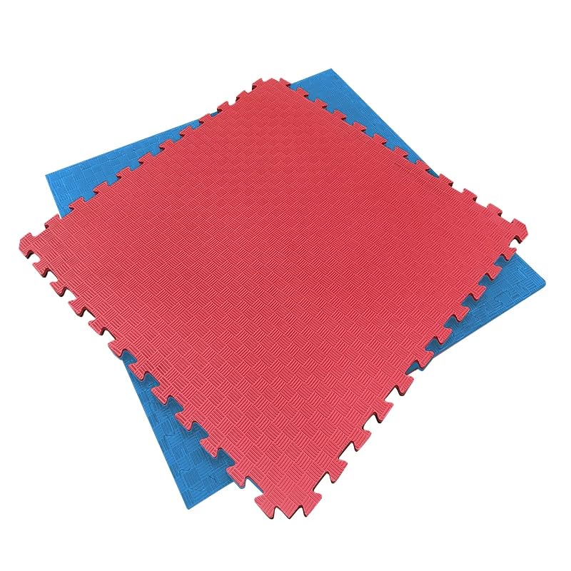 Artatami® Tatami Puzzle 1x1x20 mm Rojo - Azul【1 Unidad】Gimnasios - Fitness - Pilates - Yoga - Superficie Agarre En 5 Líneas - Libre de Tóxicos.