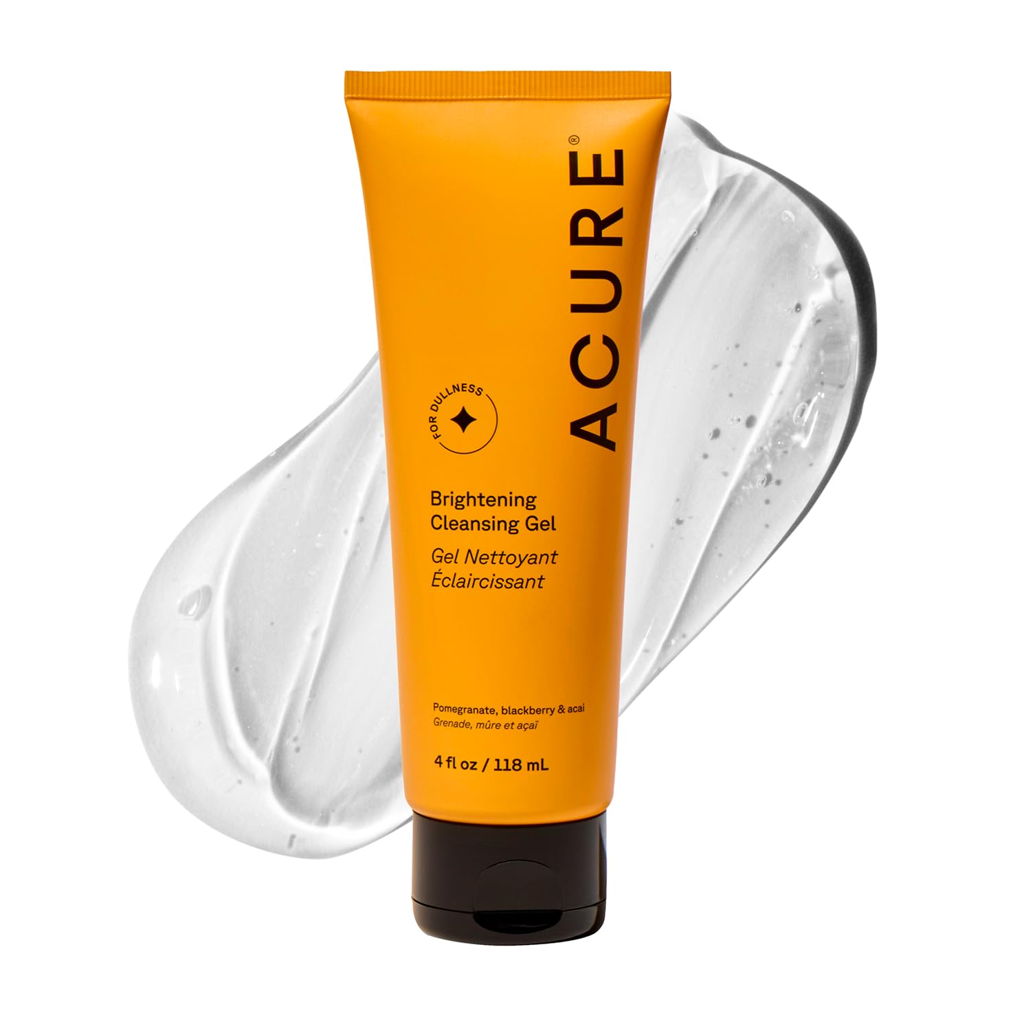 ACURE Brightening Cleansing Gel | 100% Vegan | For A Brighter Appearance | Pomegranate, Blackberry & Acai - Antioxidant- Rich & Super Gentle | All Skin Types | 4 Fl Oz