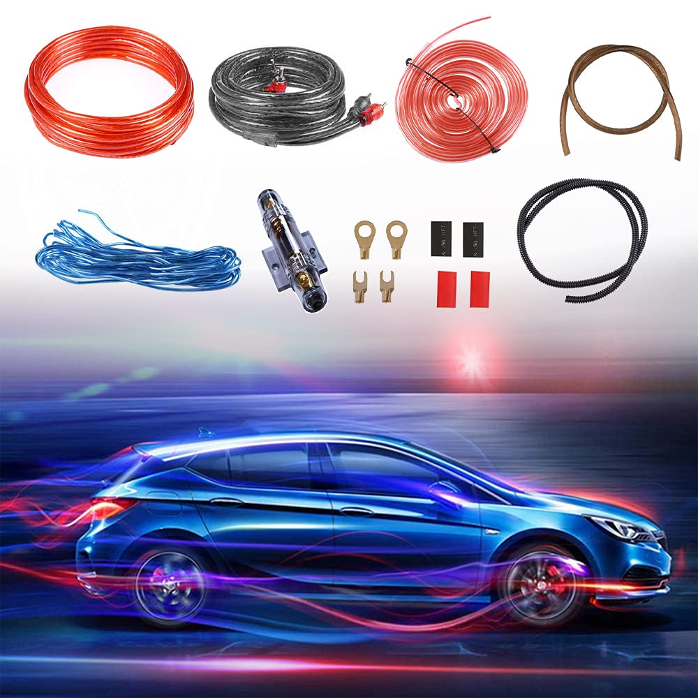 8GA Kit Cavi Amplificatore, 15 Pz Kit Completo Audio Auto, Kit Cavi Amplificatore Auto Kit Cablaggio Amplificatore Auto Kit Cavi Audio Auto Kit Cavi Subwoofer Auto 1000W