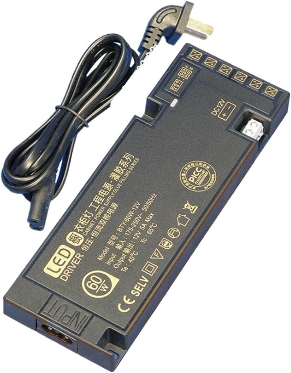 Semi-Filled Upgraded Version 12v Cabinet Wardrobe Power Supply 24v Interface centralized Control Induction Linkage LED Switch Power Supply(24W-12V(2A) -116x56x19mm)