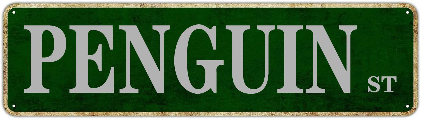 peiyeety Penguin St Vintage Street Sign, 4x16 Inch Rustic Animal Themed Wall Decor, Retro Metal Sign for Home, Garage, Bar, Farmhouse, Outdoor Patio, Man Cave, Waterproof Tin Sign, Durable Wall Art