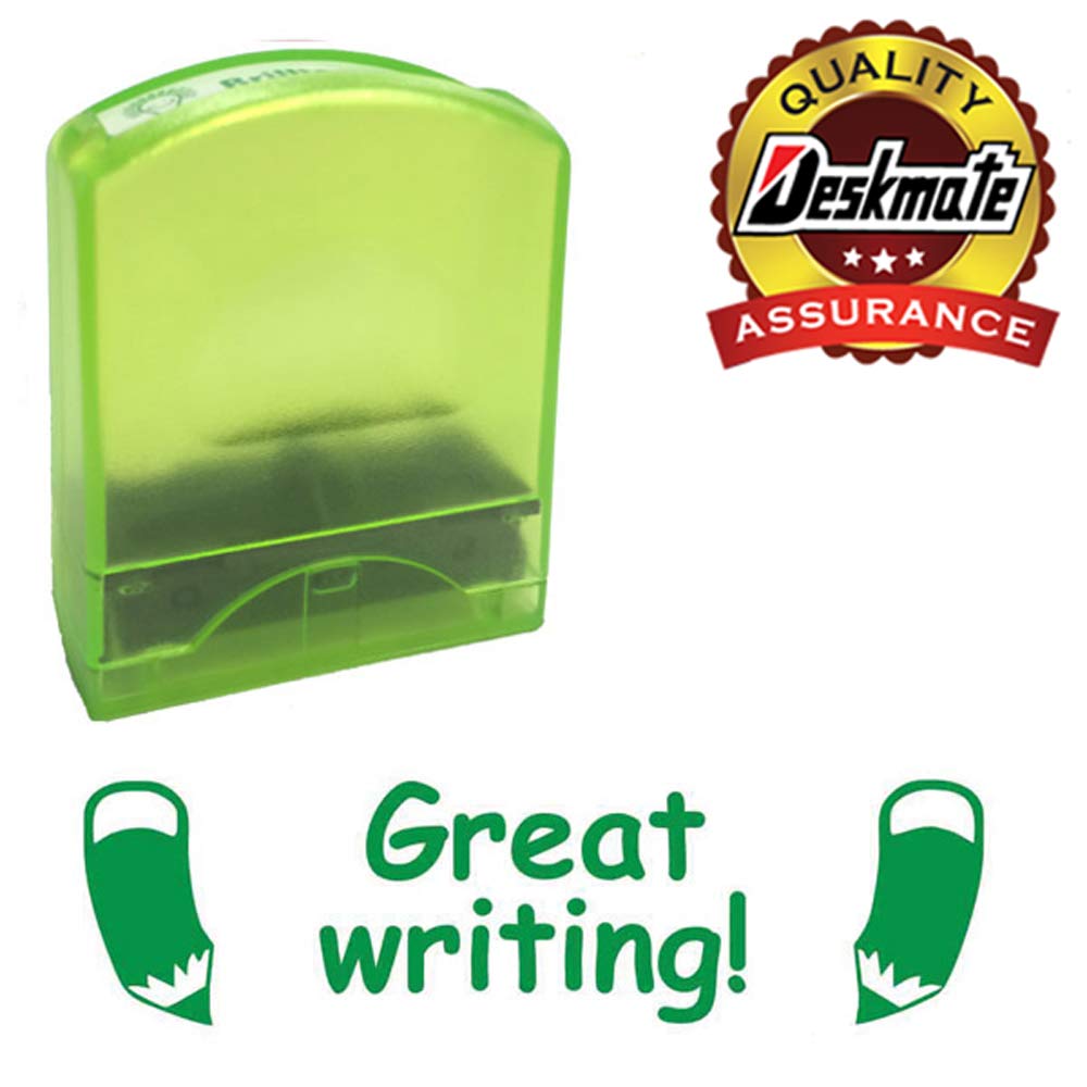 Classroom Capers Green Great Writing Teacher Stamp. Self-Inking, 12X33mm Image, Stamper For Teacher Marking And Feedback. Ink.