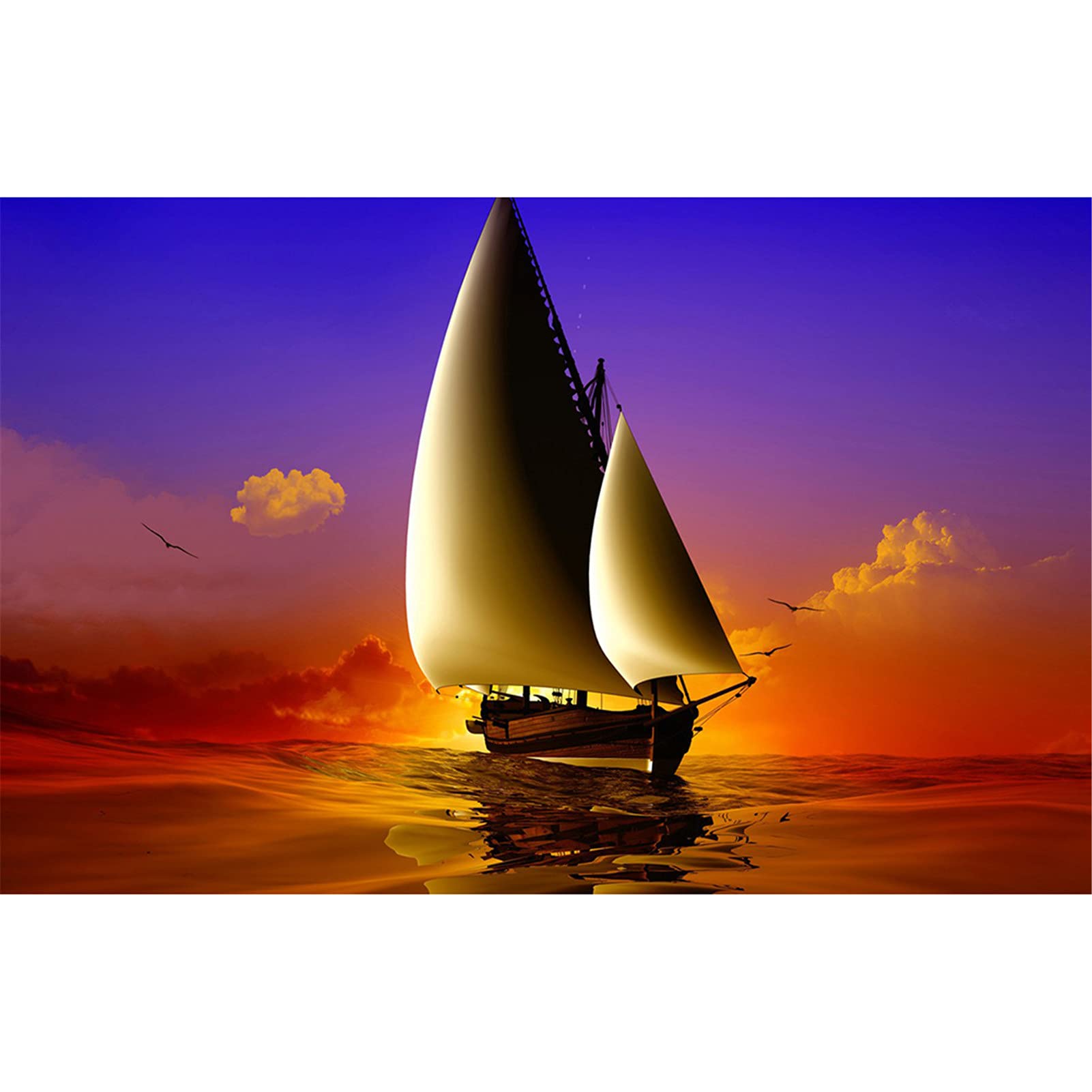 Fai Da Te Barca A Vela 5D Pittura Diamante Trapano Rotondo Completo Paesaggio Diamante Ricamo - 10