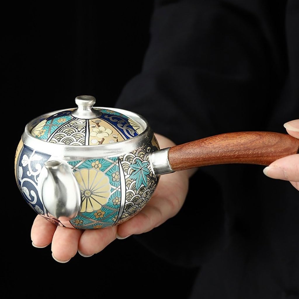 Ceramiczny czajniczek z bocznym uchwytem dzbanek ręcznie malowany zaparzacz do herbaty dom kuchnia popołudniowa herbata przyjęcie dekoracja stołu dzbanek do herbaty ceramiczny