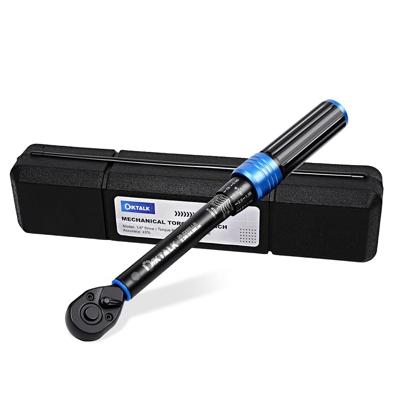 Chave de Torque com Estalo, Encaixe de 6,35 mm (1/4 pol.), 2,26–24,9 N·m, DikTalk, Catraca 72 Dentes com Estojo