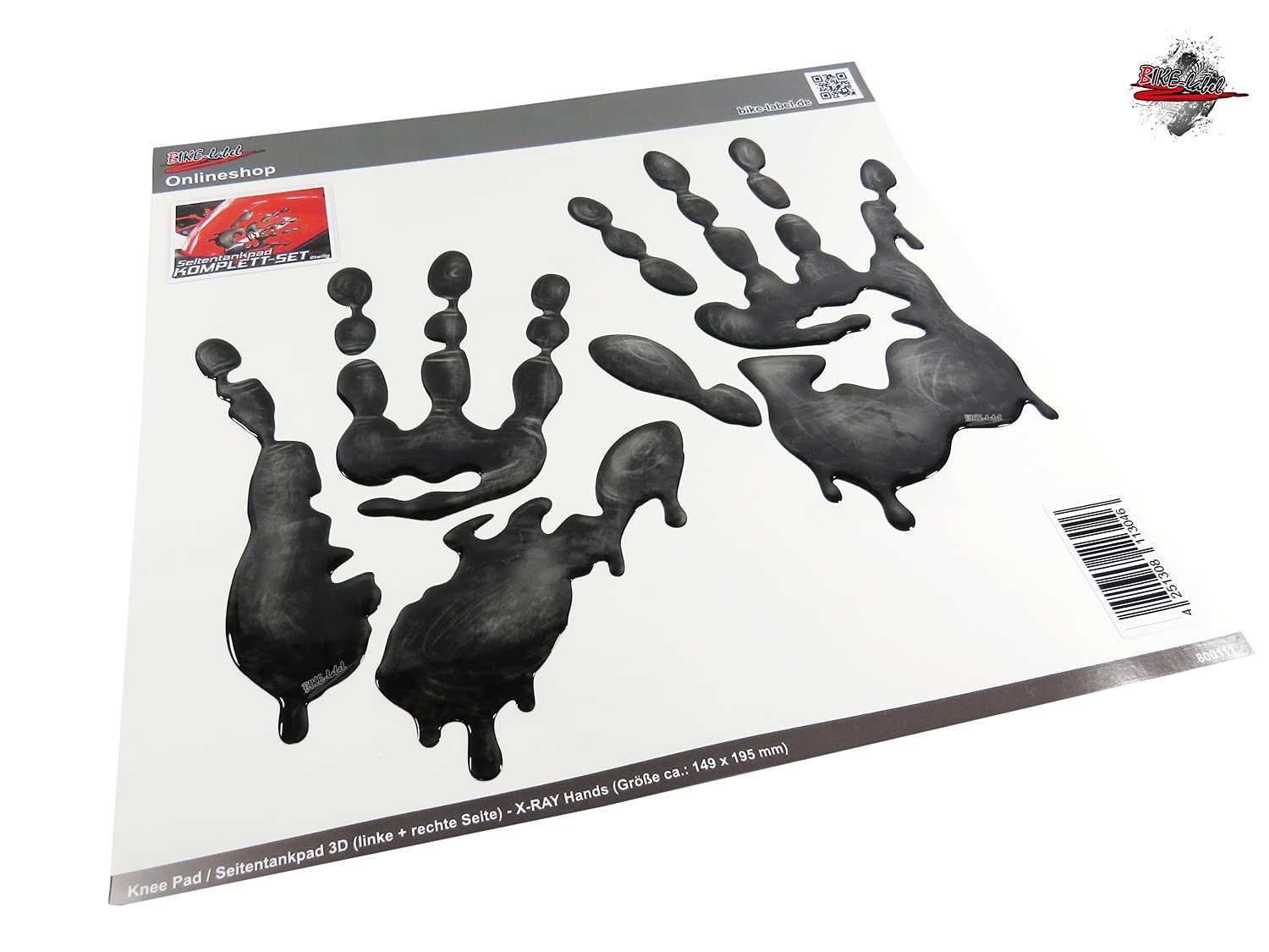BIKE-label Tankpad Seitentank Motorrad Aufkleber Schwarze Hände Abdruck 800111VA