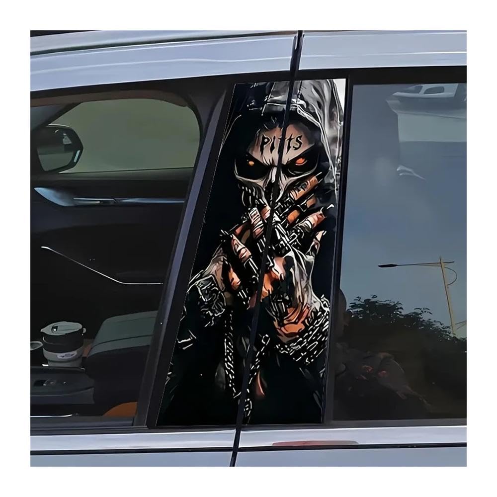 Bertdcx One Color Car Stickers Personality Creative B Pillar Protective Film Skull Theme Auto Parts