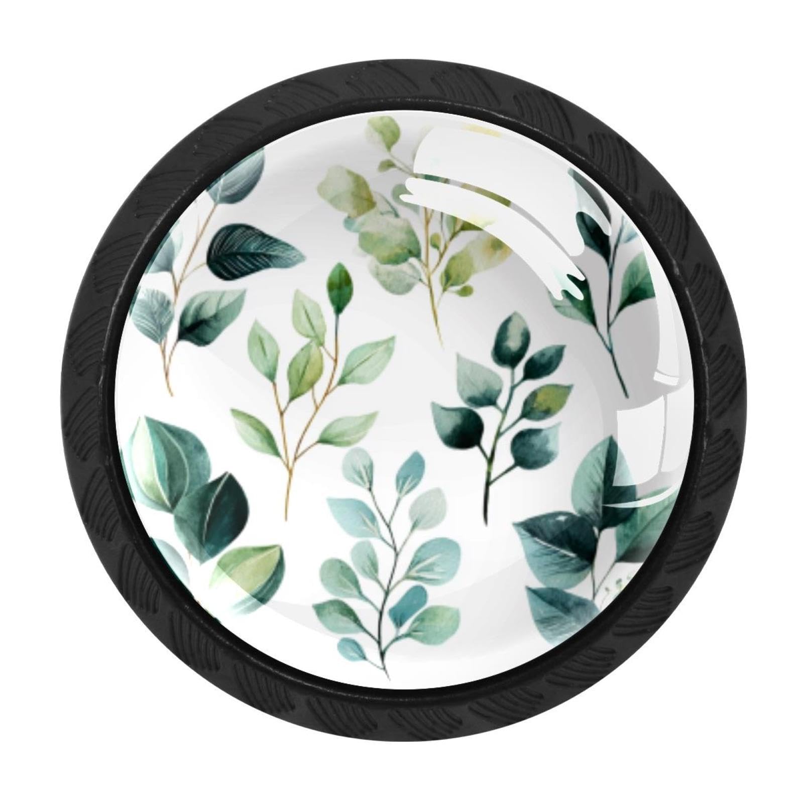 CHENZZZZ 4 Pieces Green Leaf Branches (11) Kitchen Cabinet Knobs Drawer Knobs Dresser Knobs Black Knobs Drawer Pulls Dresser Drawer Handles Knobs for Dresser Drawers