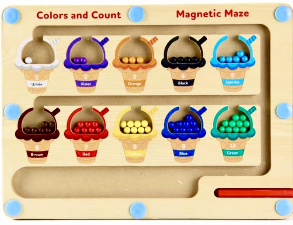Magnetic Color and Number Maze Montessori Toy, Fine Motor Skills Toy ...