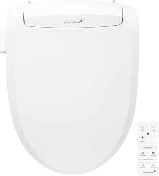 SmartBidet SB-100R Electric Smart Bidet Seat for Elongated Toilets with Remote Control, Stainless Steel Nozzle with Removable Nozzle Cap, Slim
