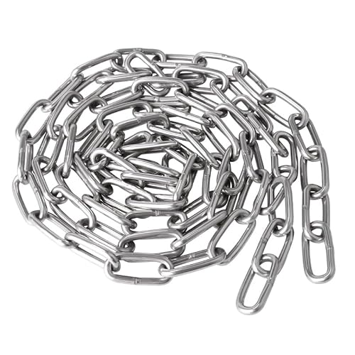 10 Ft SUS304 Stainless Steel Chain, Heavy Duty Hanging Link Chain, 0.08 Inch Thick Metal Coil Chain, Industrial Grade Utility Chain for Outdoor, Camping, Home Suspension, Equipment Hanging
