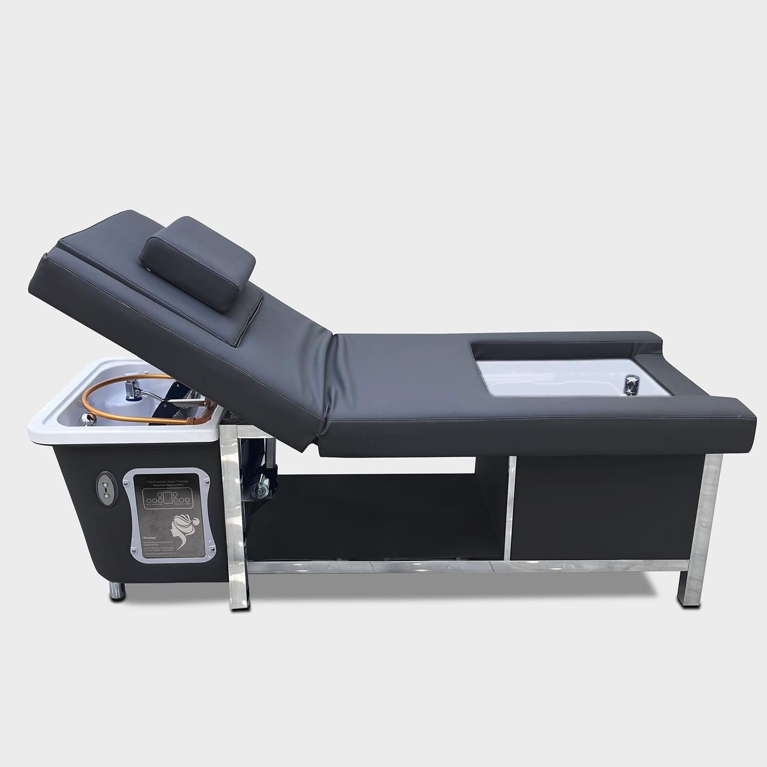 Electric Shampoo Bed – Reclining Backwash Chair with Ceramic Bowl & Footrest – Spa-Grade Hair Washing Station for Salon Professionals