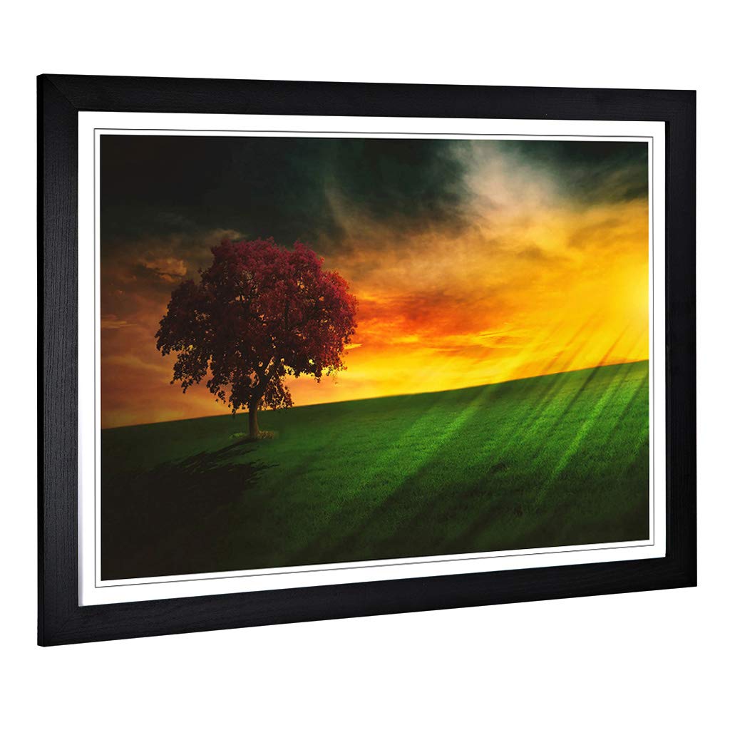 Big Box Art Framed Print of Landscape Brazil Sunset and Tree Design | Wall Art Picture | Home Decor for Kitchen, Living Room, Bedroom, Hallway, Black, A2 / 24.5x18 Inch / 62x45cm