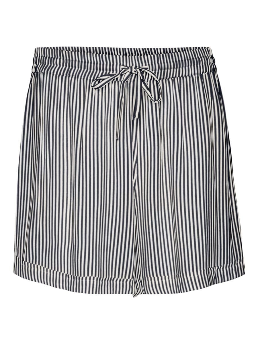 VERO MODA Women's VMBUMPY WVN NOOS Shorts, Snow White/Stripes India Ink, M