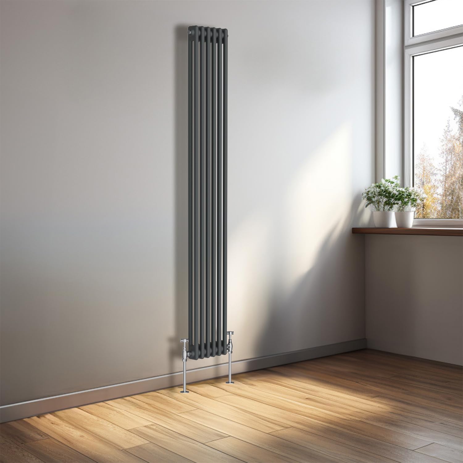 NRG 1800x290 Cast Iron Vertical Radiator Anthracite 2 Column Central Heating Rads