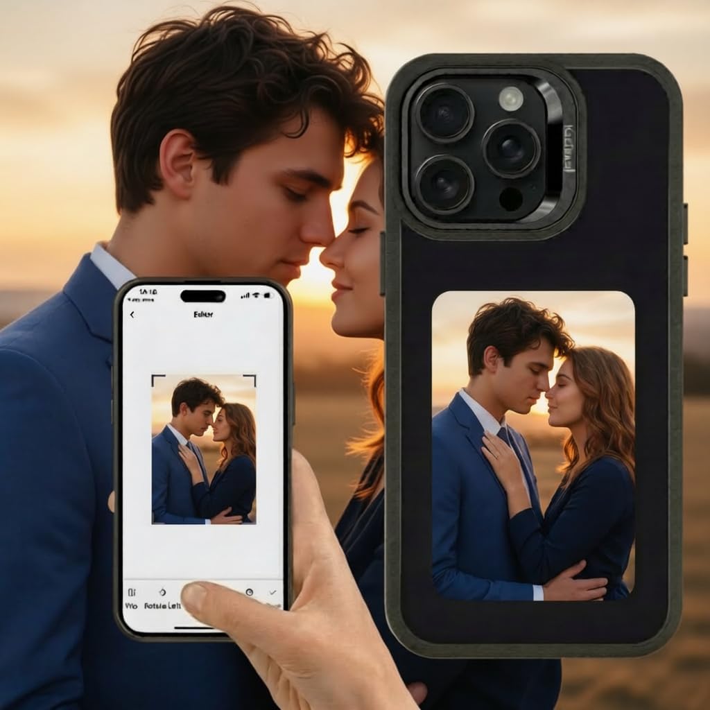 Digital Phone Case for iPhone 16 Pro Max – 4.0" HD E Ink Phone Case with NFC, Smart Ink Phone Case for DIY Photo Display & Changing Picture, Customizable E-Paper Phone Case – Black