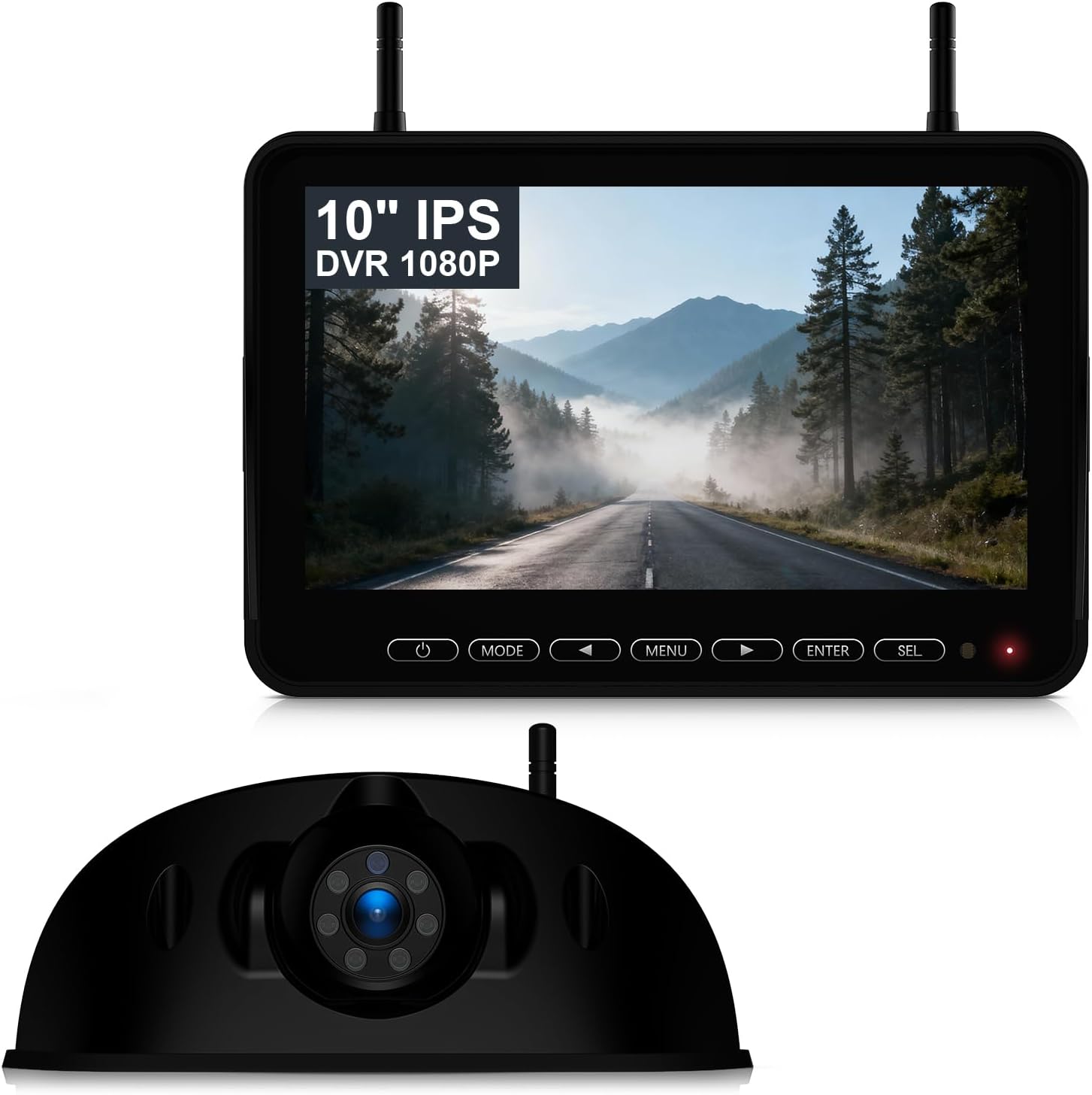 Fookoo 1080P 10" Wireless RV Backup Camera System for Furrion Pre-Wired RV Truck Trailer, 10" HD IPS Monitor & 1 Rear View Camera, IR Night Vision Recording Waterproof Plug and Play - D10Y1