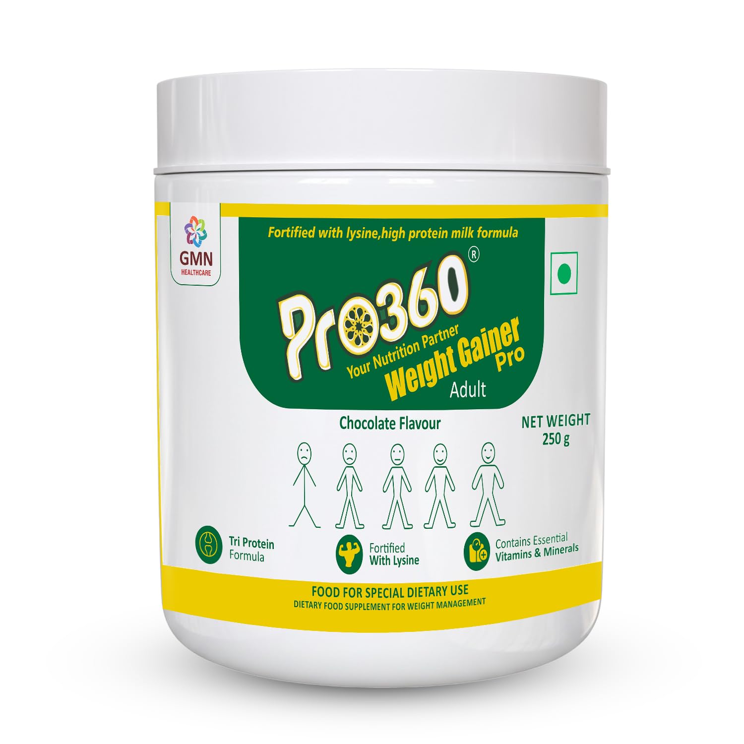 Pro360 WeightGainer Pro High Protein and Carbohydrates Powder – Calorie Rich Complete Nutritional Supplement – Triple Protein Formula with Vital Nutrients for Men, Women – Chocolate Flavour – 250g