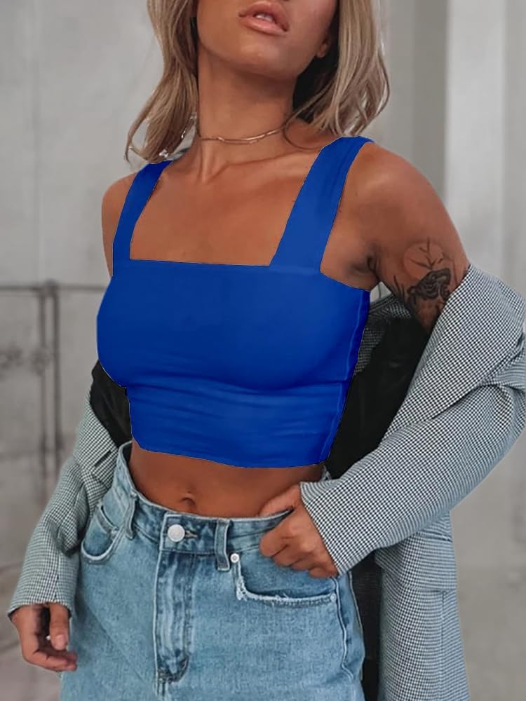 Abardsion Women's Sexy Sleeveless Skinny Basic Strappy Crop Tank Tops 2024