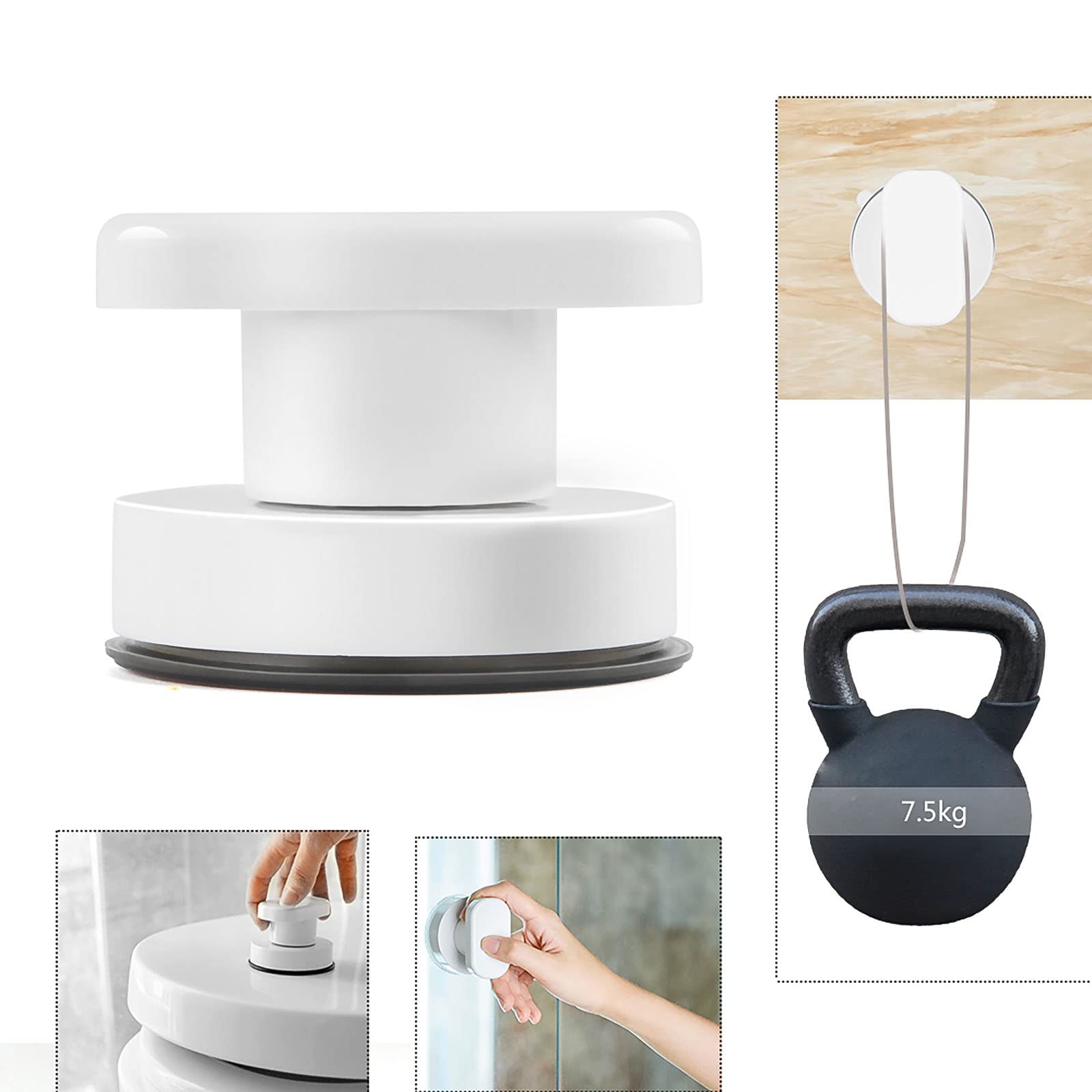 2 Maniglie A Ventosa Per Vetro - Riutilizzabili, Argento, Per Porte Bagno E Balcone