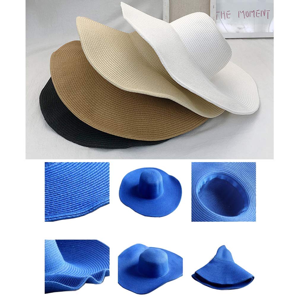 Sombrero de sol de ala ancha para mujer, gorra de paja para prevenir los rayos del sol (blanco), Blanco 9