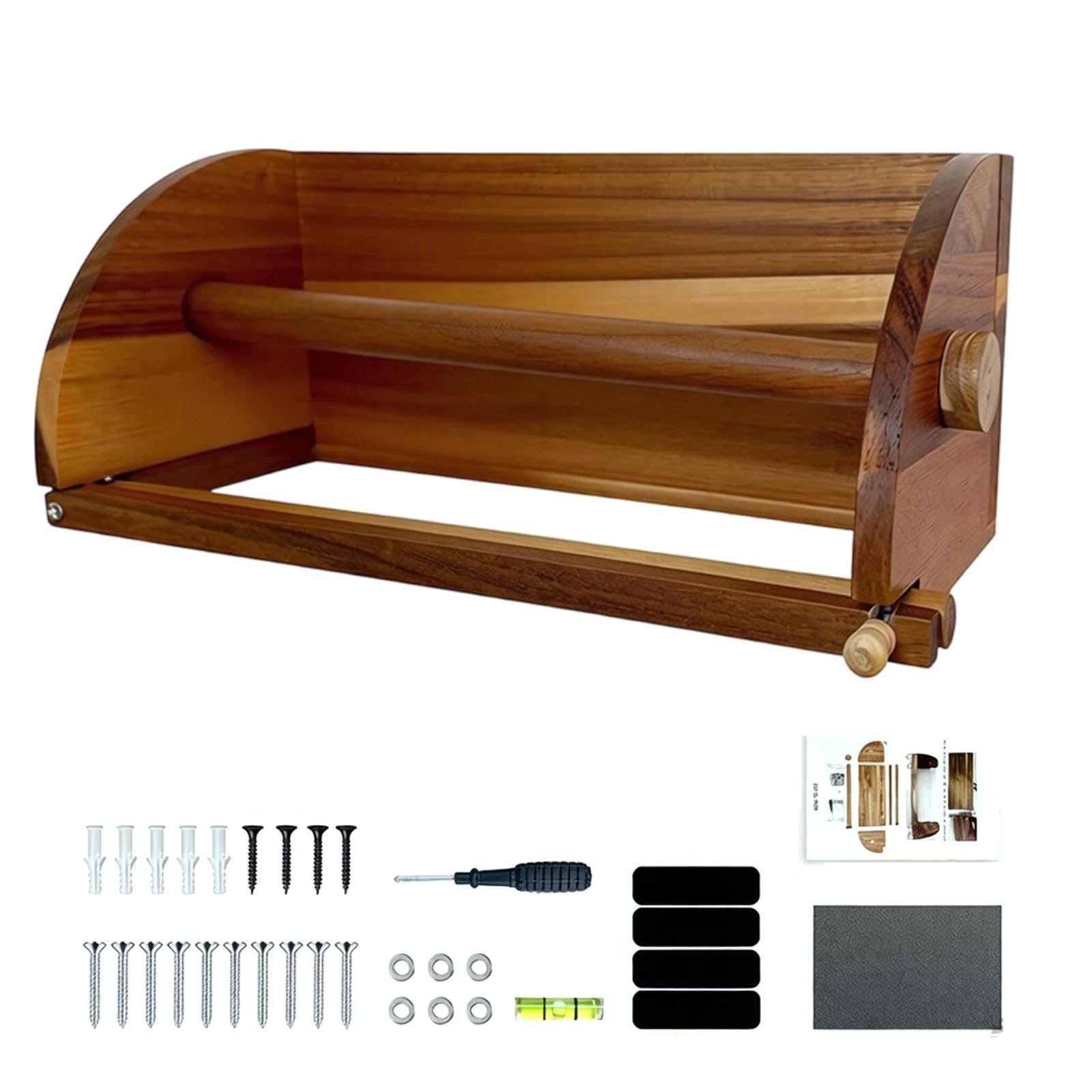 Toallero de madera natural para encimera de cocina con soporte de papel