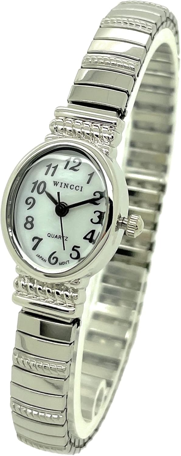 Ladies Classic Small Oval Stretch Elastic Band Analog Quartz Fashion Watch