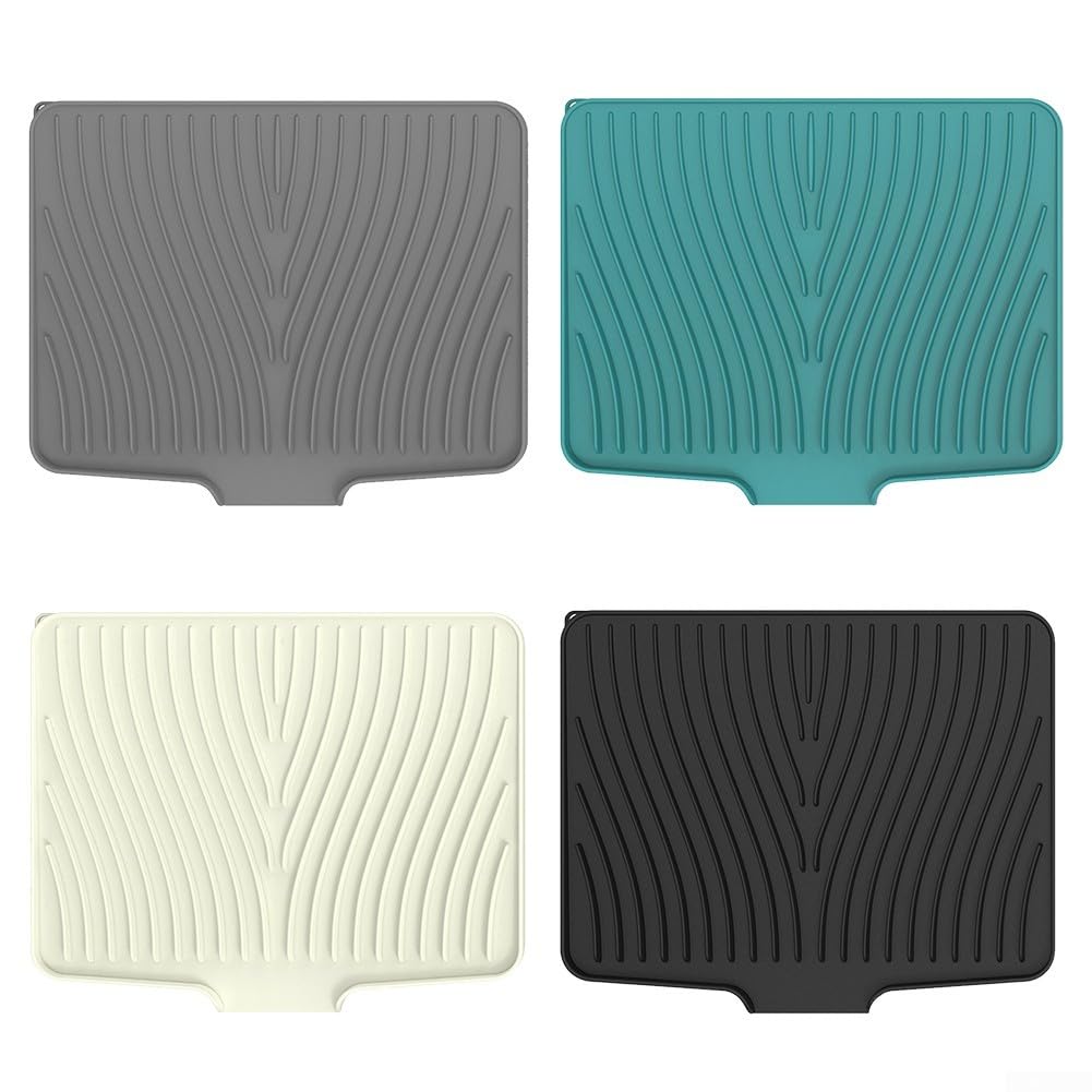 Große Abtropfmatte aus Silikon, 50 x 43 cm, rutschfest, hitzebeständig, Küchenspüle, Abtropfbrett (Reisweiß) – perfekt für effizientes Trocknen in der Küche!