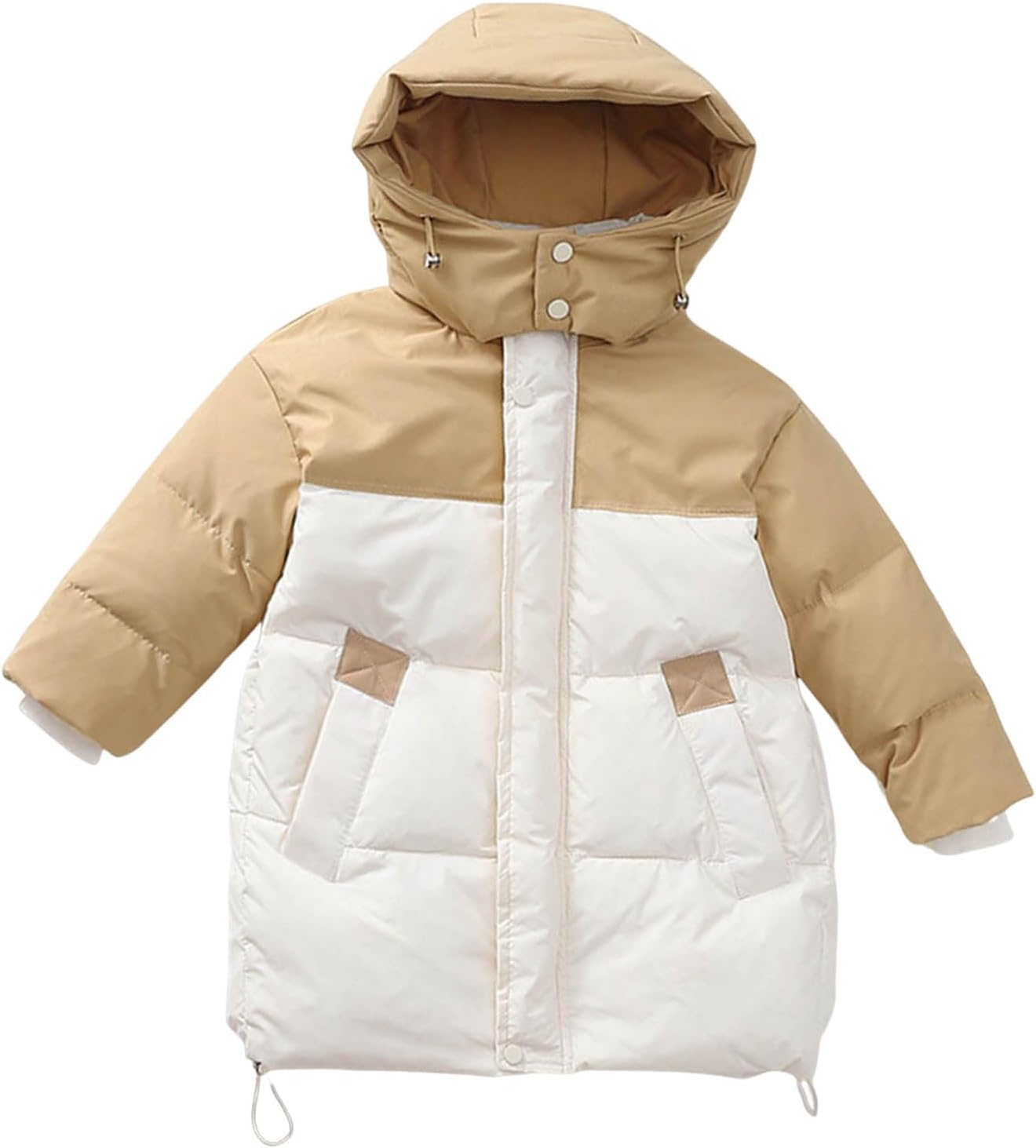 Girls Puffer Jacket with Hood Thicken Water Resistant Winter Coats Trendy Color Block Quilted Jackets 4-13 Years