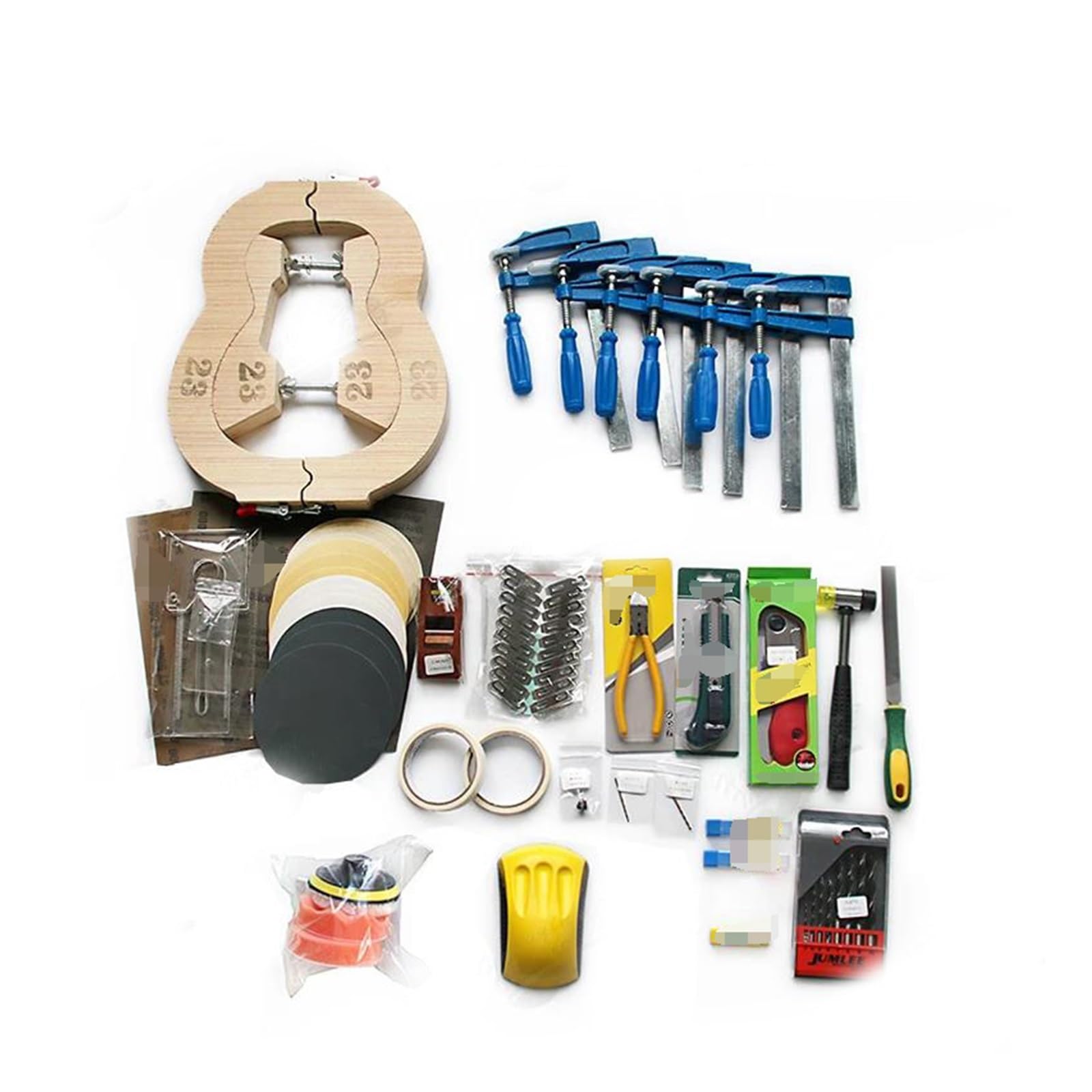 Werkzeuge für den Gitarrenbau Handgefertigter Gitarren-Komplettbausatz. Ukulele-Gitarrenbau-Bausatz Komplett