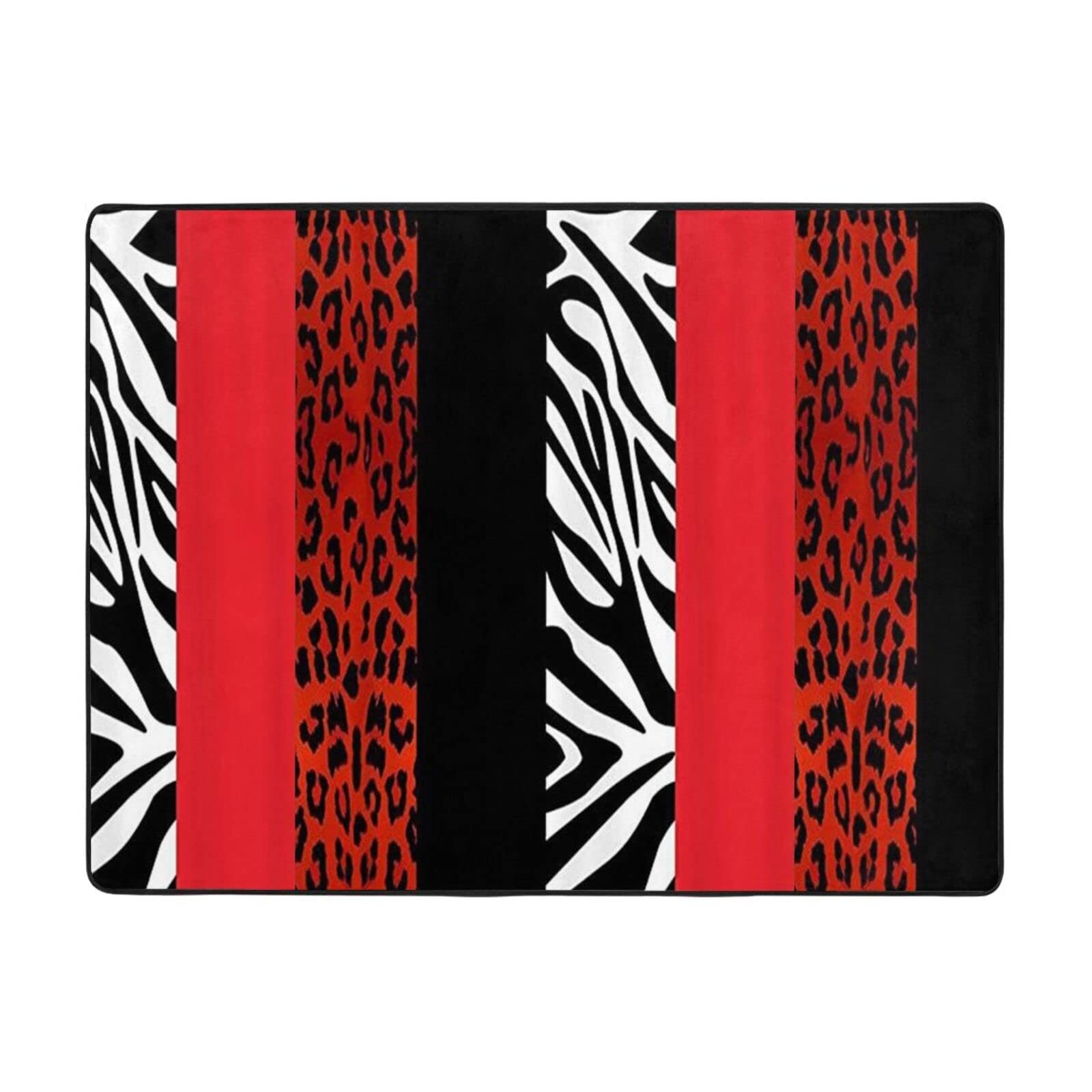 Tapis antidérapant rouge léopard et zèbre imprimé pour décoration de bureau
