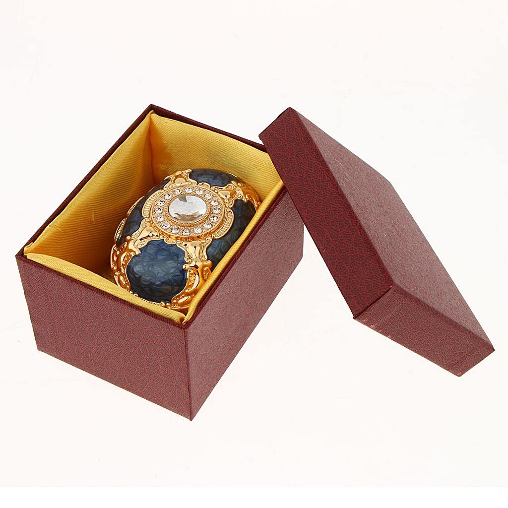 Ovale Schmuckschatulle Aus Metall Im Vintage Stil mit Kristall Emaille, Geschenkbox für Ohrringe Und Ringe, Blau