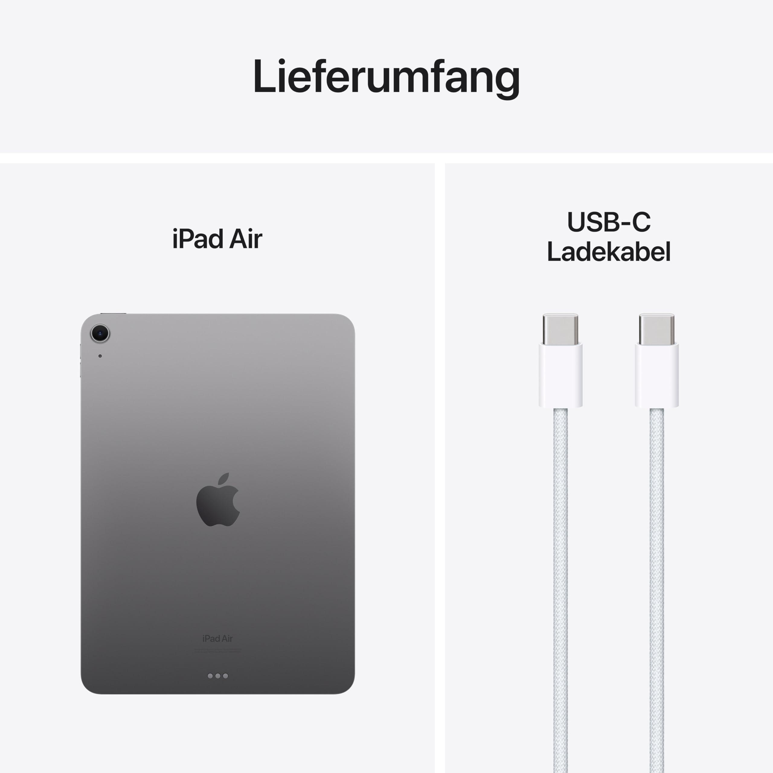 Apple 11" iPad Air (M2): Liquid Retina Display, 128 GB, 12 MP Querformat Frontkamera/12 MP Rückkamera, WLAN 6E, Touch ID, Batterie für den ganzen Tag – Space Grau