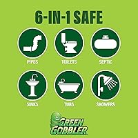 Vista 6 de Removedor de obstrucciones de drenaje Green Gobbler, disuelve cabello y grasa, abre el drenaje, 32 onzas