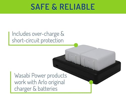 Miniatura 4 de Wasabi Power Batería (paquete de 2) y cargador dual para Arlo Pro 3, Pro 4, Ultra, Ultra 2 (VMA5400 y VMA5400C)