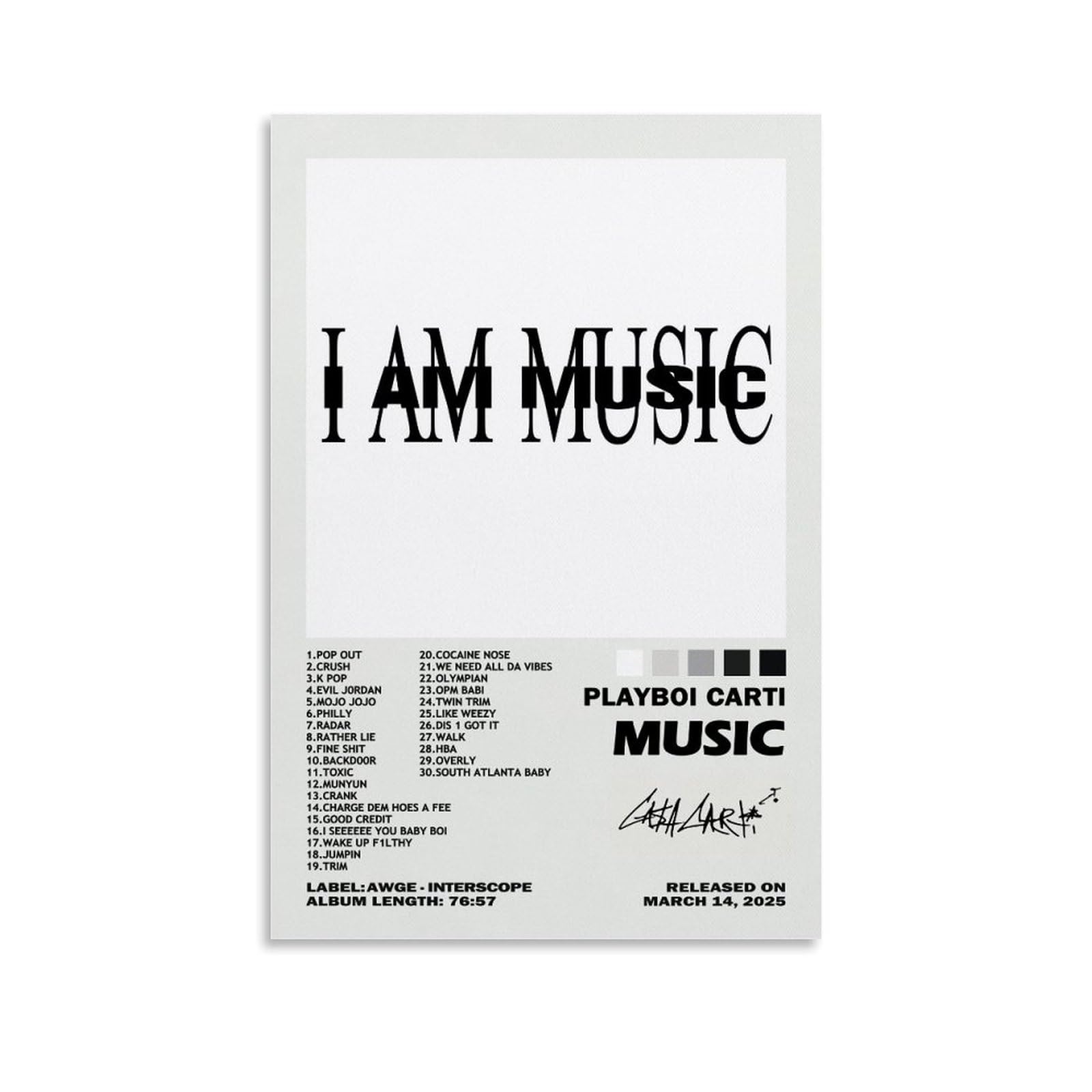 Playboi Album Carti I Am Music Posters for Room Aesthetic Canvas